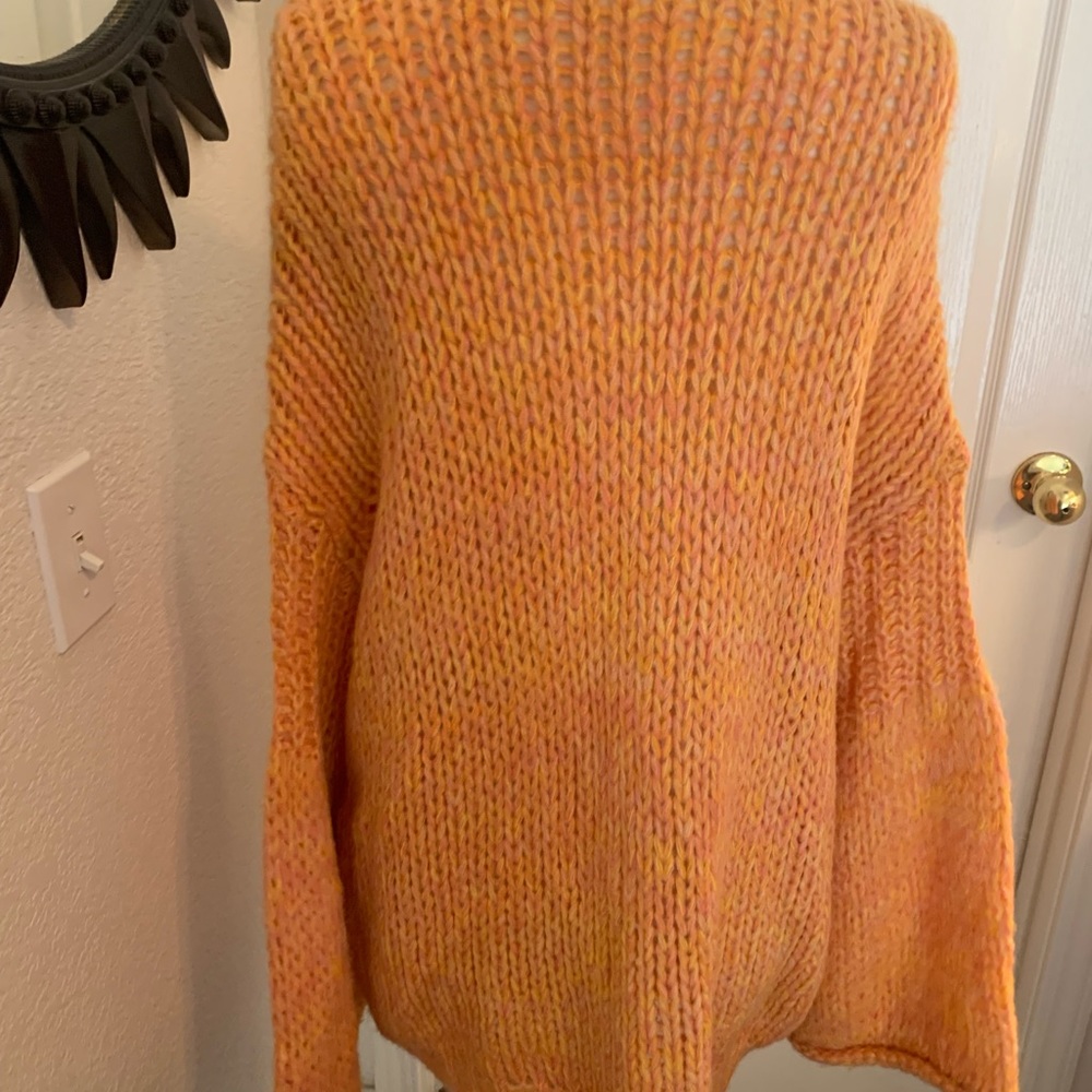 Free People Oversized Knit cardigan candy orange.